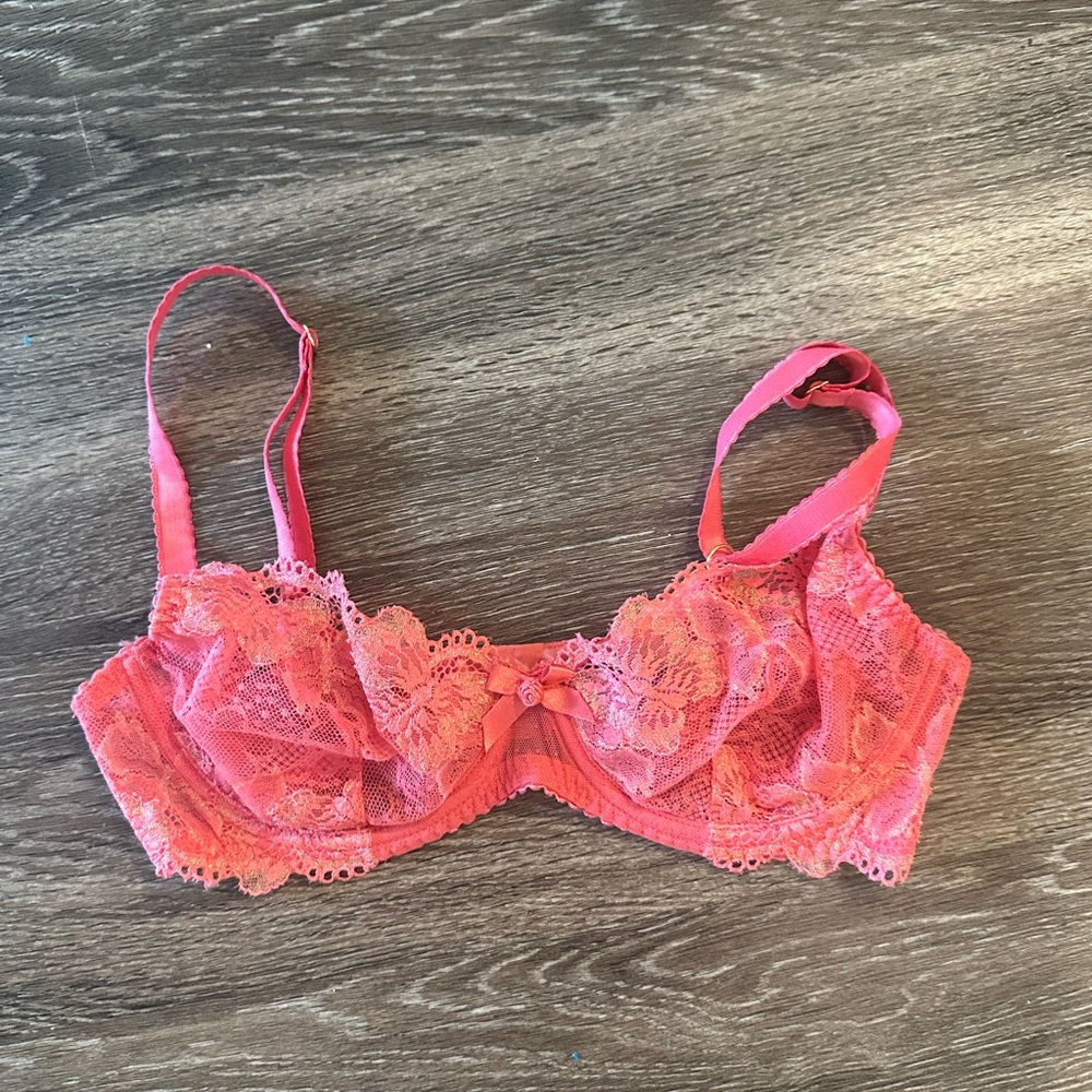 Agent Provocateur Pink Lace Unlined Bra Size 34D